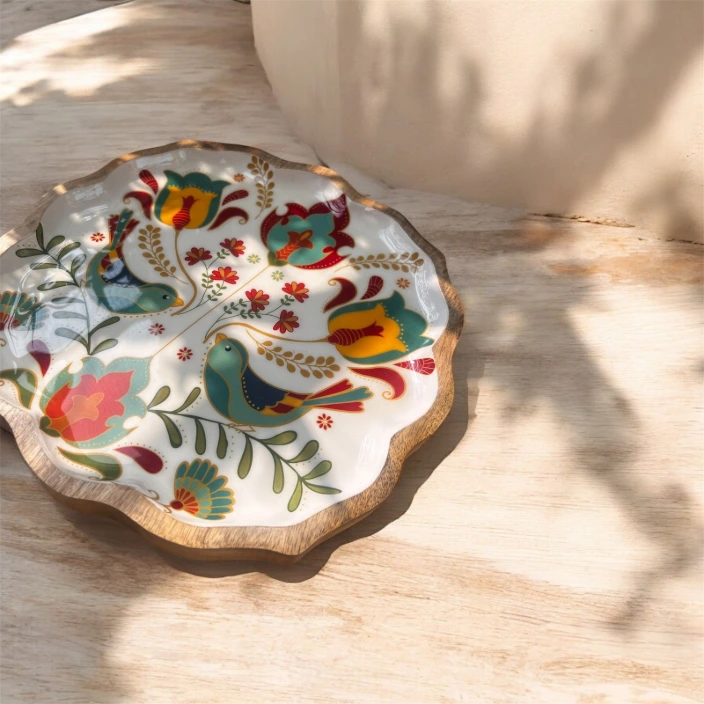 printed wooden platter