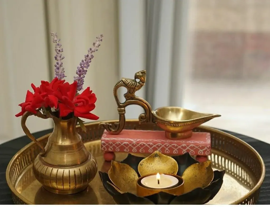 Brass peacock diya