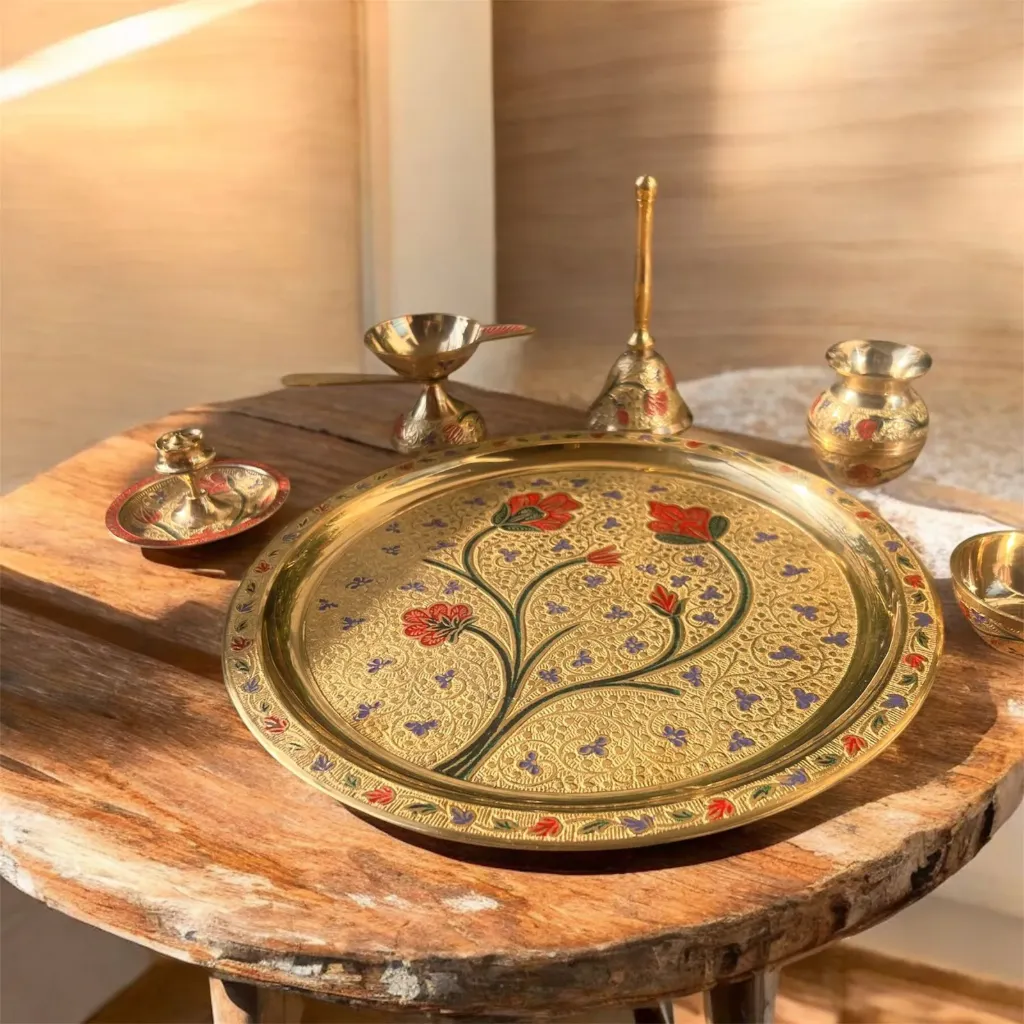 Brass pooja thali set