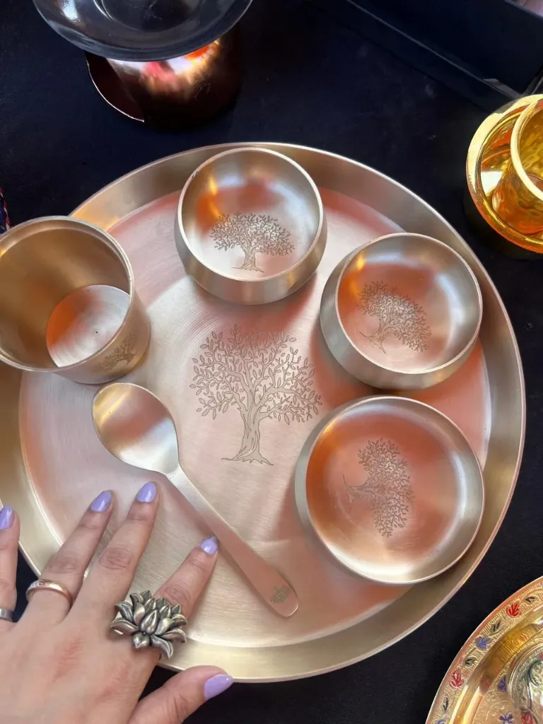 Kansa Thali Set with Tree of Life Motif