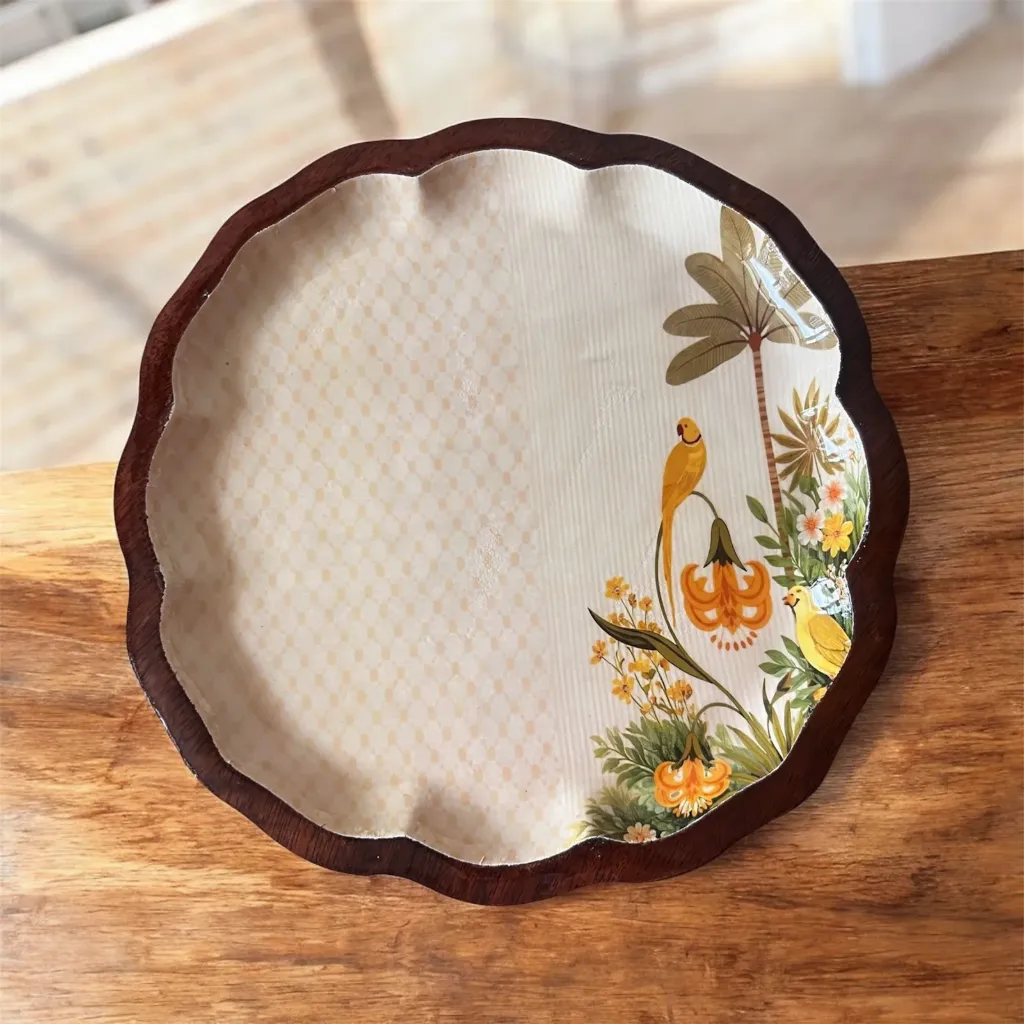 Wooden Bird Printed Platter