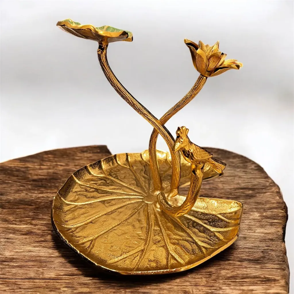 LOTUS & BIRD PLATTER OR DECORATIVE PIECE