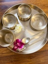Antique Gold Kansa Thali set with Lotus design
